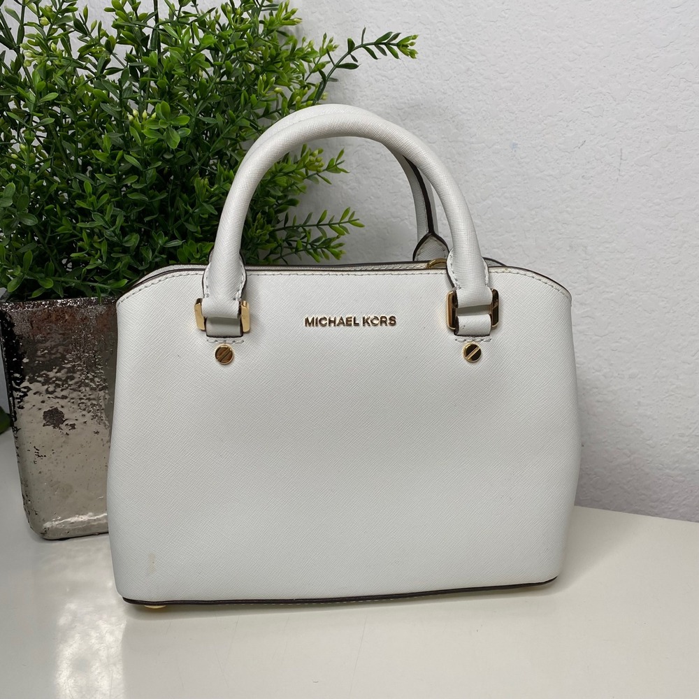 Michael Kors White Saffiano Leather Satchel